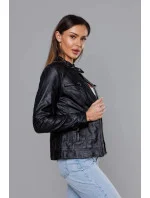 Čierna bunda ramoneska so stojačikom (11Z8010)