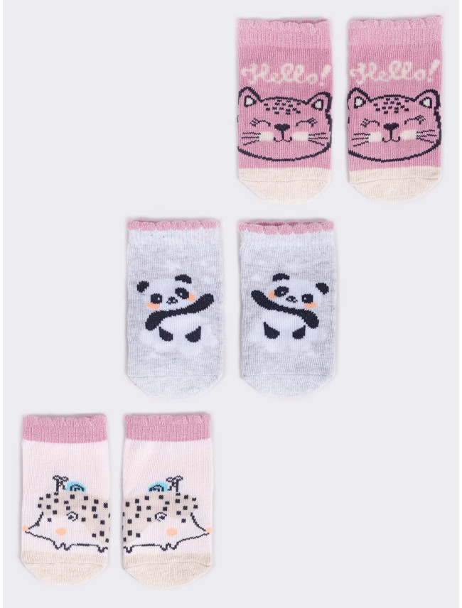 Yoclub 3Pack Detské dievčenské ponožky SKA-0110G-AA30-002 Multicolour