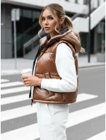 Dámska prešívaná vesta ASHE dark beige FashionStreet TY3778
