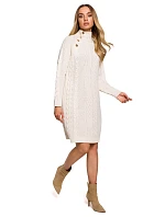 Dámske svetrové šaty M635 beige - Made Of Emotion Dámske svetrové šaty M635 beige - Made Of Emotion