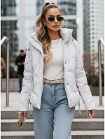 Dámska zimná bunda LOVEWARM krátka prešívaná s kapucňou biela FashionStreet TY5042 Dámska zimná bunda LOVEWARM krátka prešívaná s kapucňou biela FashionStreet TY5042
