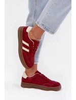 Sneakersy Damskie Zamszowe Na Platformie Bordowe Sylviona