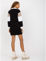 Béžovo-čierne jednoduché základné šaty z bavlny RUE PARIS
