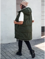 COSYVIVA dámska dlhá prešívaná vesta s kapucňou zelená FashionStreet TY4604
