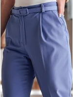 Ležérne dámske plisované nohavice s opaskom PLISSO blue FashionStreet UY2517 Ležérne dámske plisované nohavice s opaskom PLISSO blue FashionStreet UY2517
