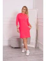 Šaty s kapucňou a vreckami ružová neónová