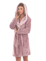 Dámsky župan s kapucňou Flora 4856 4353 krátky jednofarebný fialová hmla - Vestis