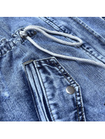 Voľná dámska džínsová bunda vo svetlo modrej denimovej farbe (POP7120-K) - P.O.P.SEVEN