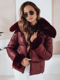 Dámska prešívaná krátka bunda s bordovou kožušinou FashionStreet TY5071