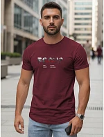Pánske tričko s veľkým nápisom, bavlnené, vínové, FashionStreet NX5137R Pánske tričko s veľkým nápisom, bavlnené, vínové, FashionStreet NX5137R