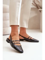 Lakierowane Baleriny Z Paskami Na Niskim Obcasie Czarne Bialettia