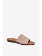Dámske papuče z hladkej kože Beige Cerise