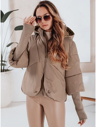 MISSLAYER dámska zimná bunda s kapucňou tmavo béžová FashionStreet TY5038