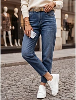 Dámske džínsy s opaskom, strih mom fit, modré, FashionStreet UY3118 Dámske džínsy s opaskom, strih mom fit, modré, FashionStreet UY3118