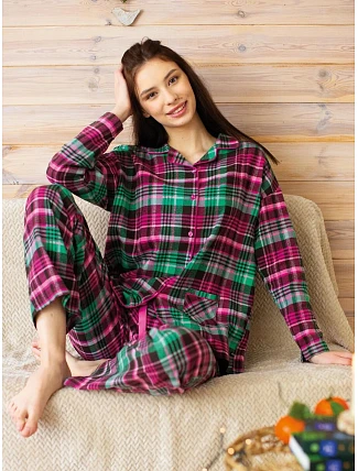 Pyžamo Key LNS 414 B26, s dlhými rukávmi, veľkosť 2XL–3XL, rozopínacie