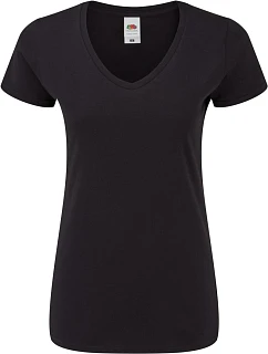 Fruit of the Loom Lady-Fit Iconic 150 T-shirt s výstrihom do V, dámske tričko 16.1444, čierne