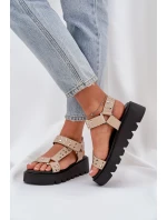 Zdobione Sandały Na Platformie Beżowe Tatellia