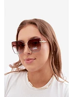 Bezrámové slnečné okuliare typu cat-eye s UV filtrom 400, hnedo-modré