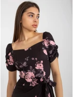 Dámske šaty LK SK 508641.29 Čierne s ružovým vzorom - FPrice