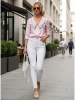 Dámske skinny džínsy s vysokým pásom biele FashionStreet UY2863