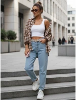 Dámska kockovaná košeľa na gombíky hnedá FashionStreet DY0486