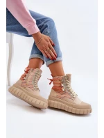 Wysokie Trampki Damskie Na Masywnej Platformie Beżowe Kernia