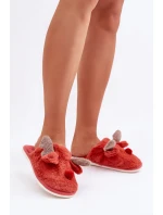 Futrzane Kapcie Damskie Z Motywem Renifera Koralowe Sennalith