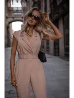 Dámsky overal s asymetrickým vzorom M780 Beige - MOE Dámsky overal s asymetrickým vzorom M780 Beige - MOE