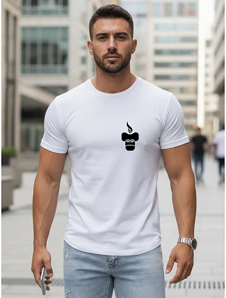 Pánske bavlnené tričko s minimalistickou potlačou biele FashionStreet NX5090R