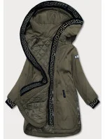 Dámska bunda s ozdobným lemovaním khaki (b8150-11)