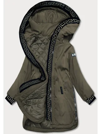 Dámska bunda s ozdobným lemovaním khaki (b8150-11)