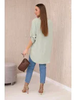 Blúzka s predĺženým zadným dielom svetlej mentolovej farby