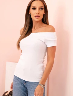 Dámska bavlnená blúzka s výstrihom do V a potlačou biela