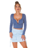 Sexy Koucla Musthave Crop Shirt with V-Neck Detail