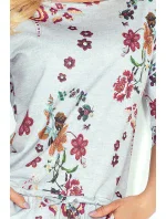 Dámske šaty netopierie strih s vreckami a zaväzovacie šnúrkou kvetinové sivé - Sivá / S - Numoco Dámske šaty netopierie strih s vreckami a zaväzovacie šnúrkou kvetinové sivé - Sivá / S - Numoco