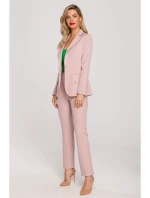 K141 Sako s dvojitým vreckom a klopou - krepová ružová K141 Sako s dvojitým vreckom a klopou - krepová ružová