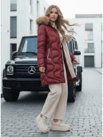 Dámska zimná bunda VIRELIA prešívaná bunda s kapucňou bordová FashionStreet TY4935 Dámska zimná bunda VIRELIA prešívaná bunda s kapucňou bordová FashionStreet TY4935