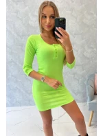 Šaty s gombíkovým výstrihom zelené neónové