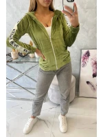 Velúrová mikina s kapucňou zelená