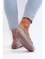 Damskie Modne Zamszowe Mokasyny Fioletowe Rabell