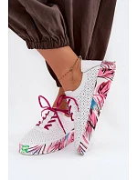 Kožené dámské polobotky s vzorovanou platformou Fuchsiová Femela