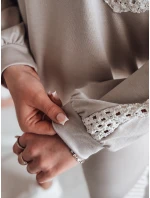 Dámska nadrozmerná mikina LUXEEN mocha FashionStreet RY2794 Dámska nadrozmerná mikina LUXEEN mocha FashionStreet RY2794