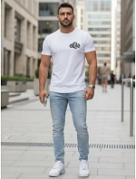 Pánske bavlnené tričko so športovou potlačou biele FashionStreet NX5084R