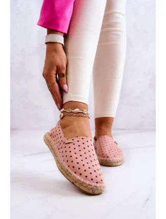 Damskie Espadryle W Groszki Big Star JJ274869 Różowe