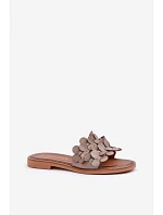 Dámske ploché papuče na podpätku 40381 Taupe - Zazoo Dámske ploché papuče na podpätku 40381 Taupe - Zazoo