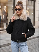 Dámska zimná bunda s kožušinovým golierom, čierna, FashionStreet TY5700 Dámska zimná bunda s kožušinovým golierom, čierna, FashionStreet TY5700