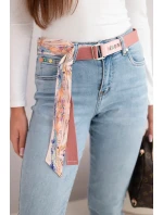 Dámske džínsy s vysokým pásom a opaskom, modré
