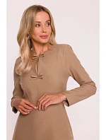 Dámske šaty s mašľami S413 béžová - Stylove