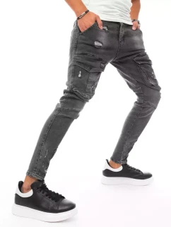 Pánske bojové džínsové nohavice tmavosivé FashionStreet UX3288
