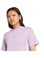 Dámske bavlnené tričko adidas Essentials 3-Stripes svetlo fialové JX7619
